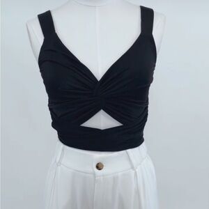 NWT Cotton Candy LA Elegant Black Convertible Tie Crop Top. Size Small